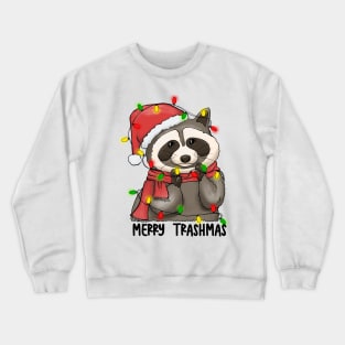 Merry Trashmas, Cute Adorable Raccoon Trash Panda Festival Holiday Design Crewneck Sweatshirt